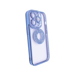 Capa de Silicone Suave com Design de Diamante para Apple iPhone 14 Pro Azul Capa de Silicone Suave com Design de Diamante para Apple iPhone 14 Pro Azul
